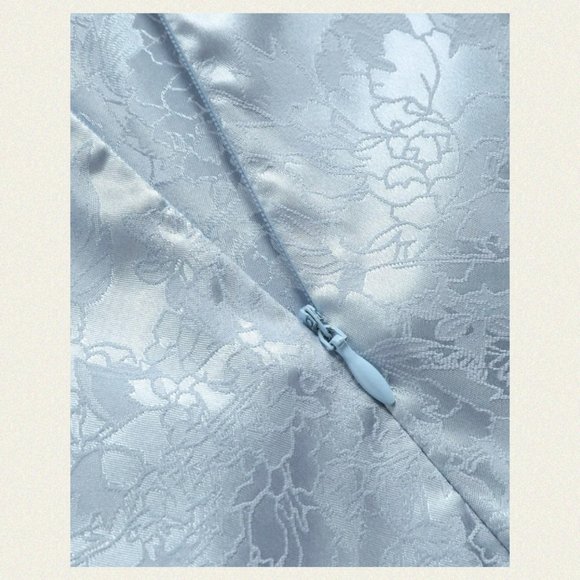 Sky Blue Jacquard Square Neck Maxi Dress - Picture 4 of 5